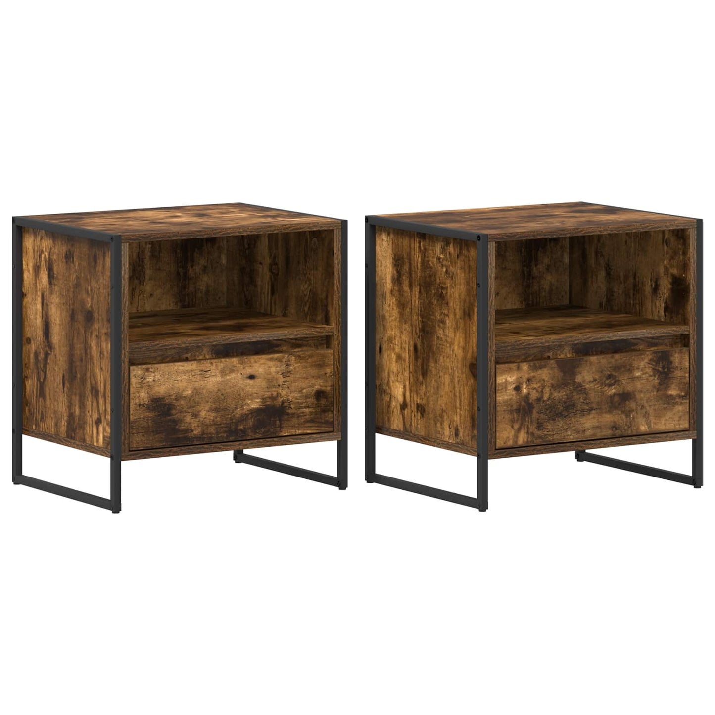 Nattbord 2 pcs Røyk Eik 50 x 39,5 x 50 cm Konstruert tre