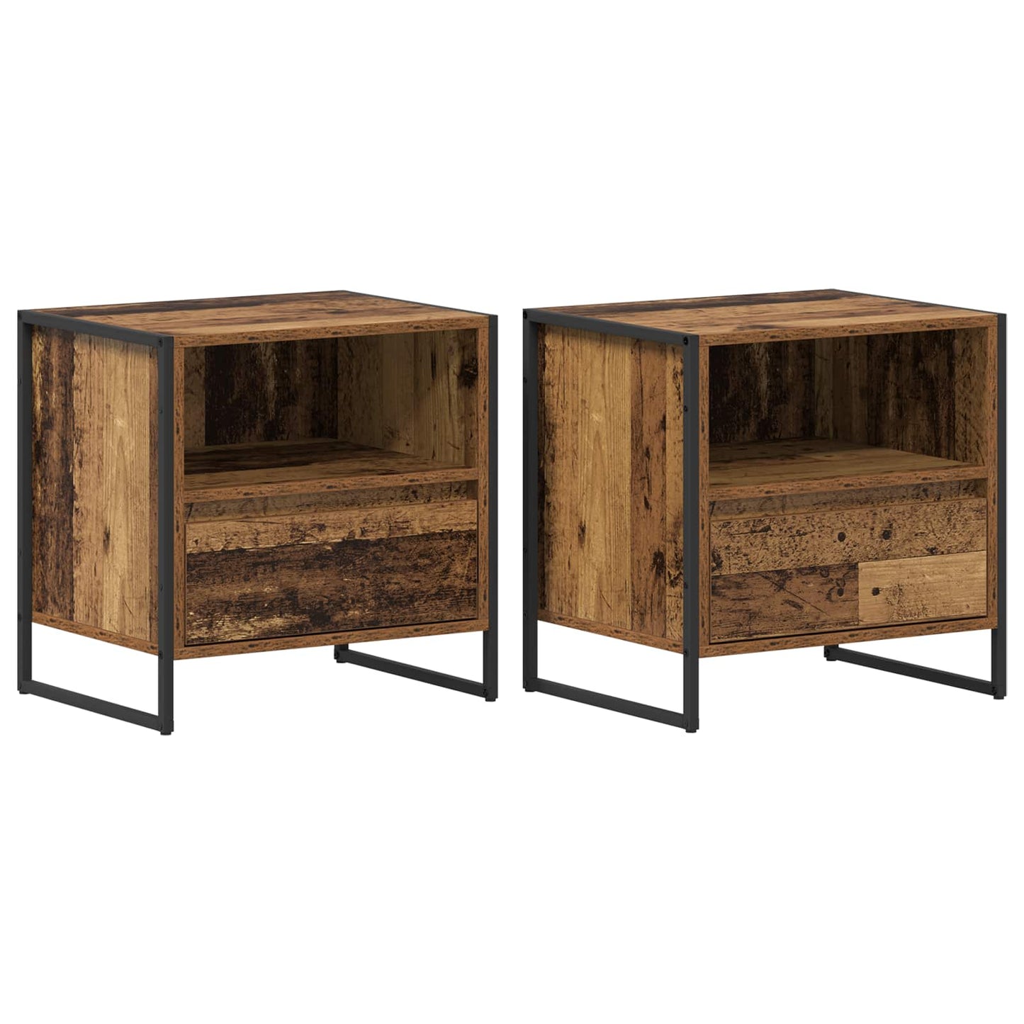 Nattbord 2 pcs Gamle tre 50 x 39,5 x 50 cm Konstruert tre