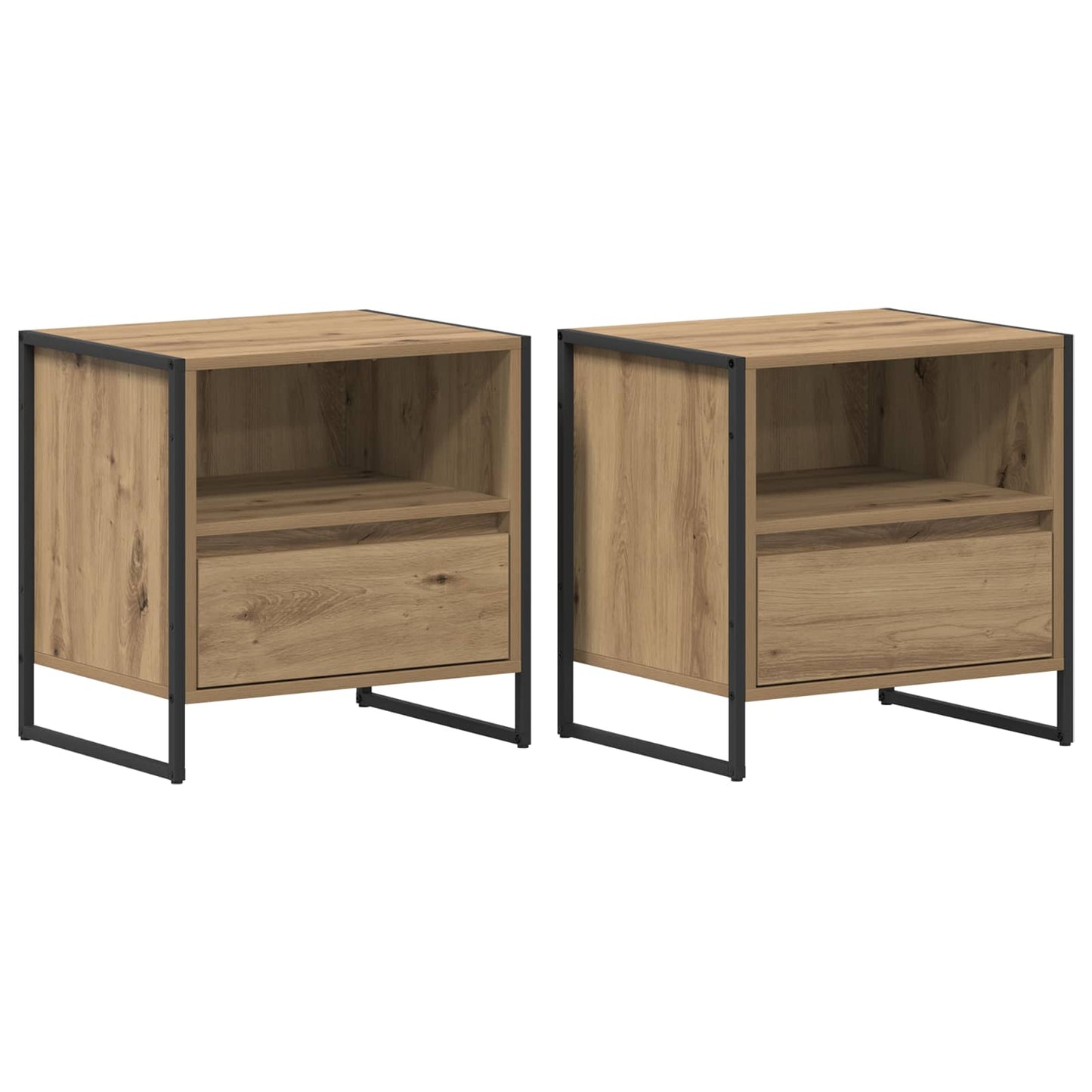 Nattbord 2 pcs Kunstnerisk Eik 50 x 39,5 x 50 cm Konstruert tre