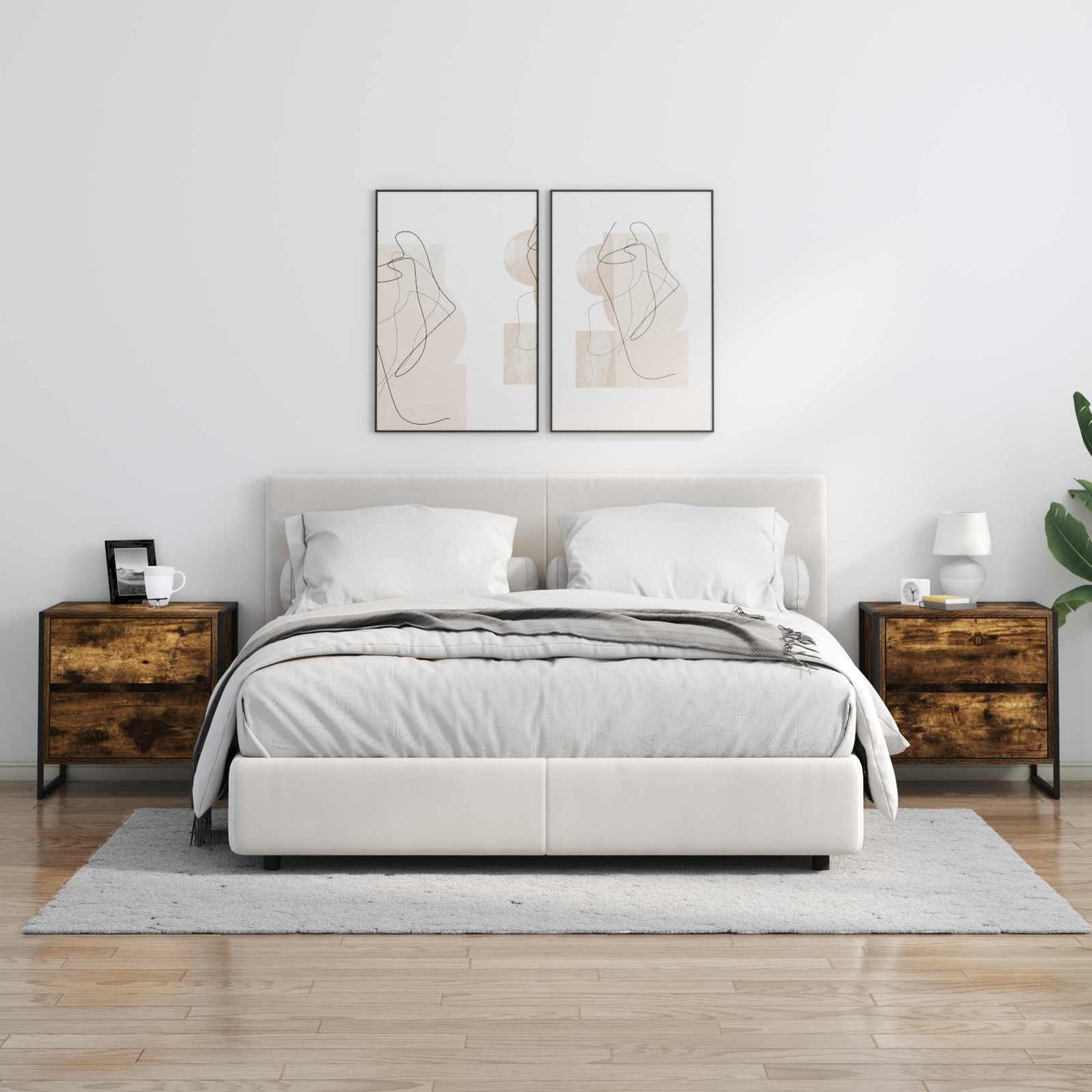 Nattbord 2 pcs Røyk Eik 50 x 39.5 x 50 cm Konstruert tre