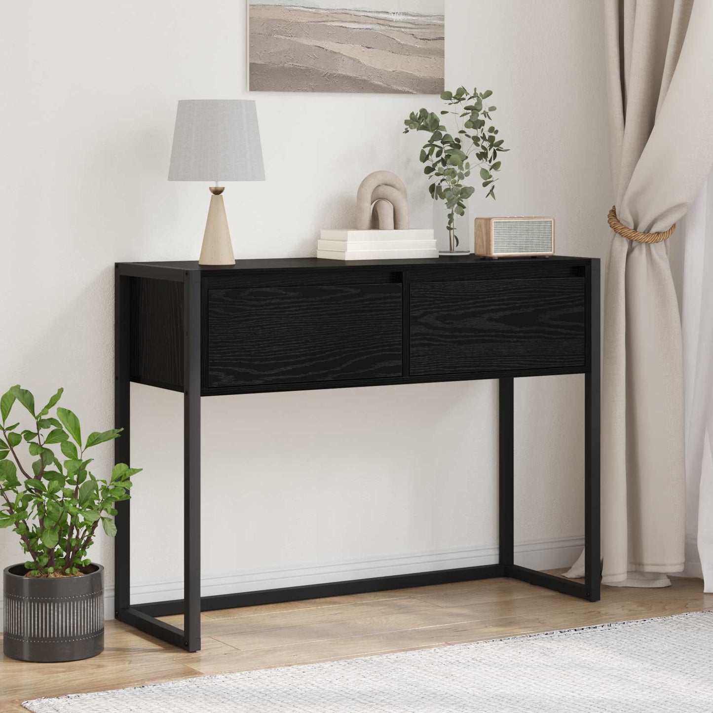 Avlastningsbord Svart Eik 100 x 36 x 75 cm Konstruert tre