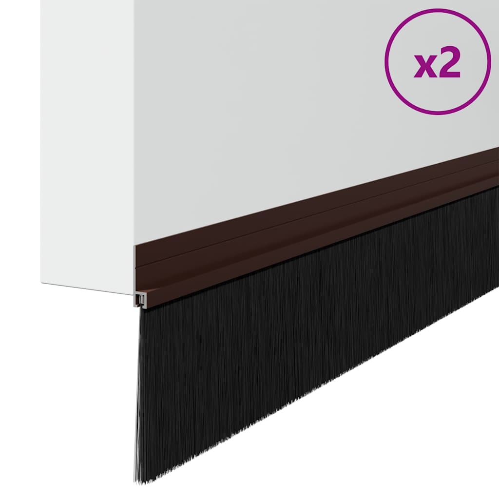Selvhäftende dørbørstetninger 2 pcs Brun 100 cm