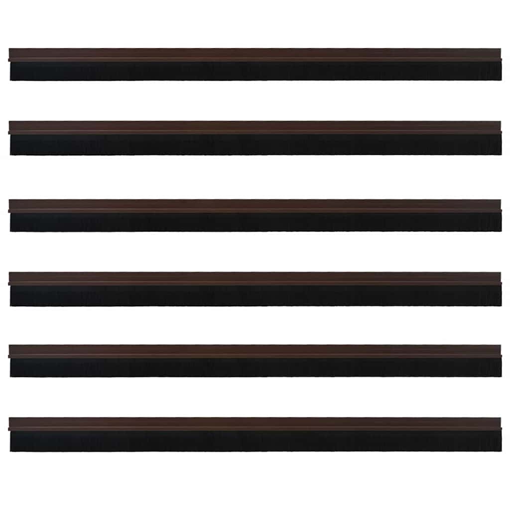 Selvhäftende dørbørstetninger 6 pcs Brun 100 cm