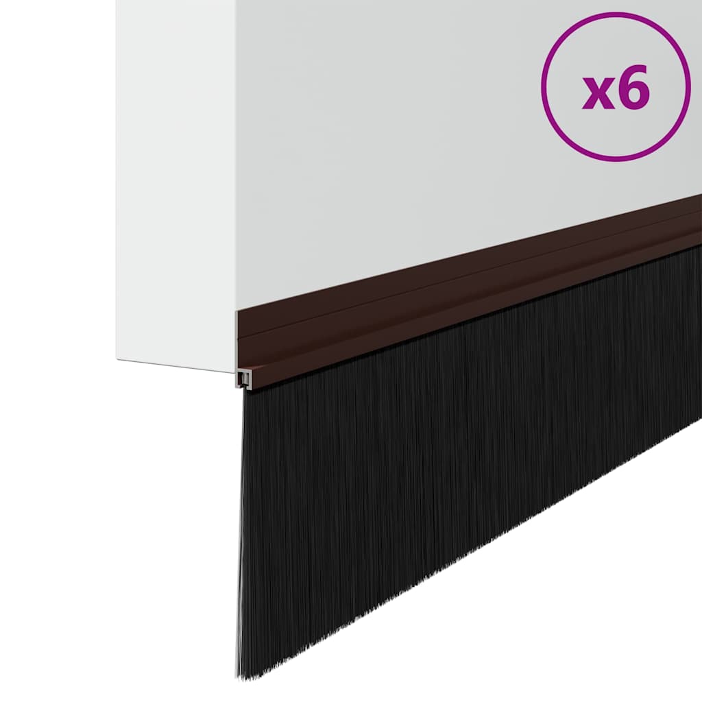 Selvhäftende dørbørstetninger 6 pcs Brun 100 cm
