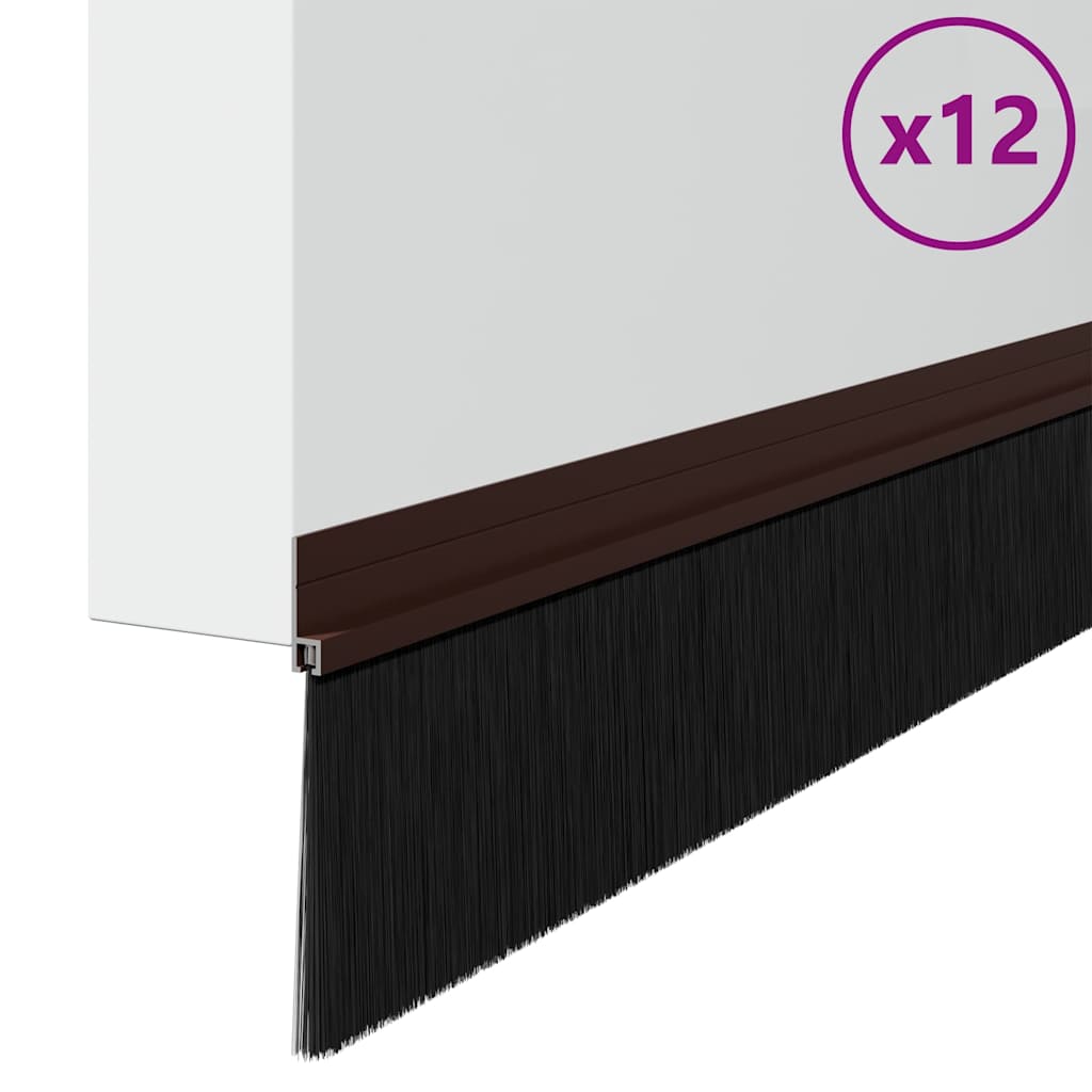 Selvhäftende dørbørstetninger 12 pcs Brun 100 cm