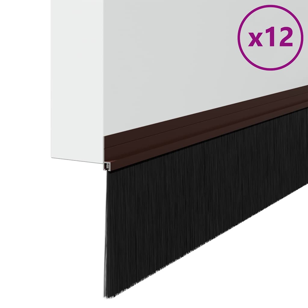 Selvhäftende dørbørstetninger 12 pcs Brun 100 cm