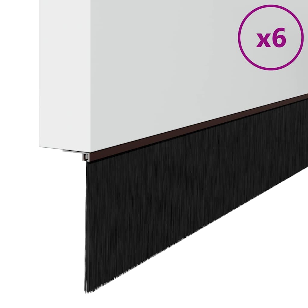 Selvhäftende dørbørstetninger 6 pcs Brun 100 cm