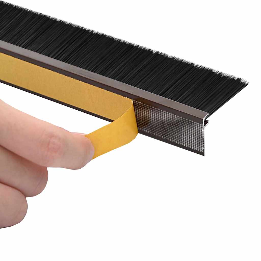 Selvhäftende dørbørstetninger 12 pcs Brun 100 cm