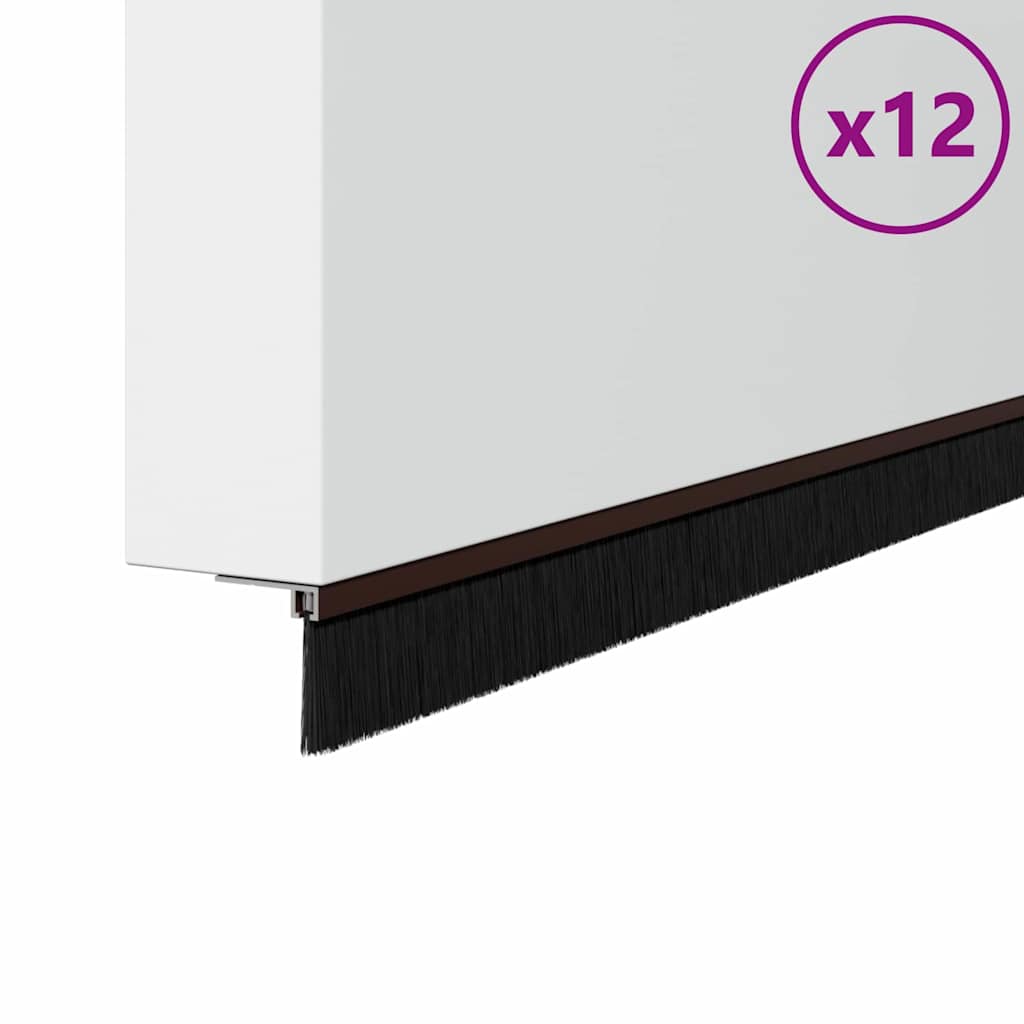 Selvhäftende dørbørstetninger 12 pcs Brun 100 cm