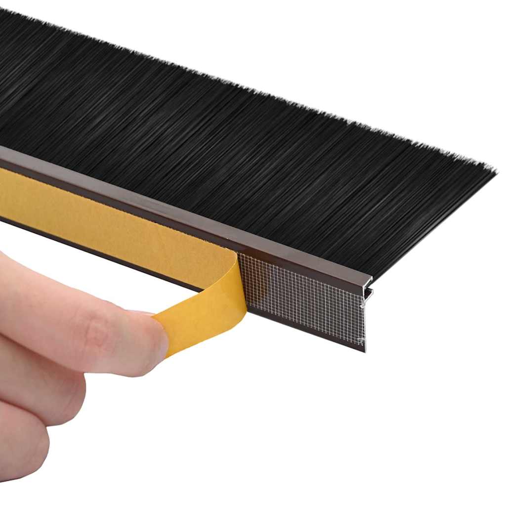 Selvhäftende dørbørstetninger 12 pcs Brun 100 cm