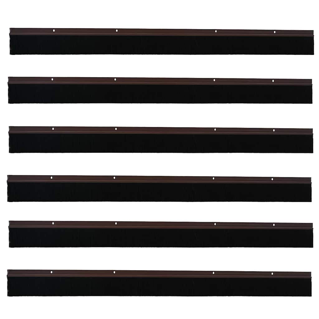 Skru-på dørbørste tetninger 6 pcs Brun 100 cm