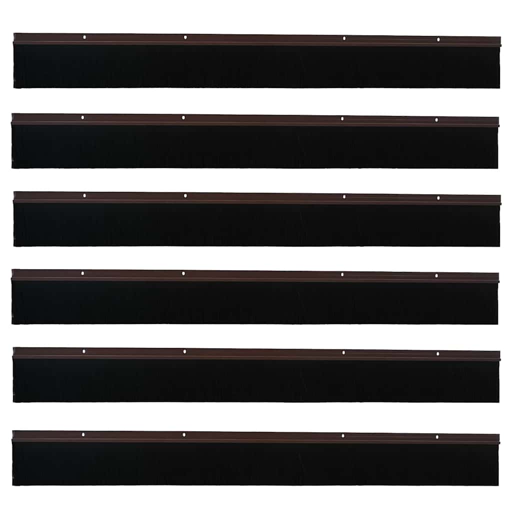 Skru-på dørbørste tetninger 6 pcs Brun 100 cm