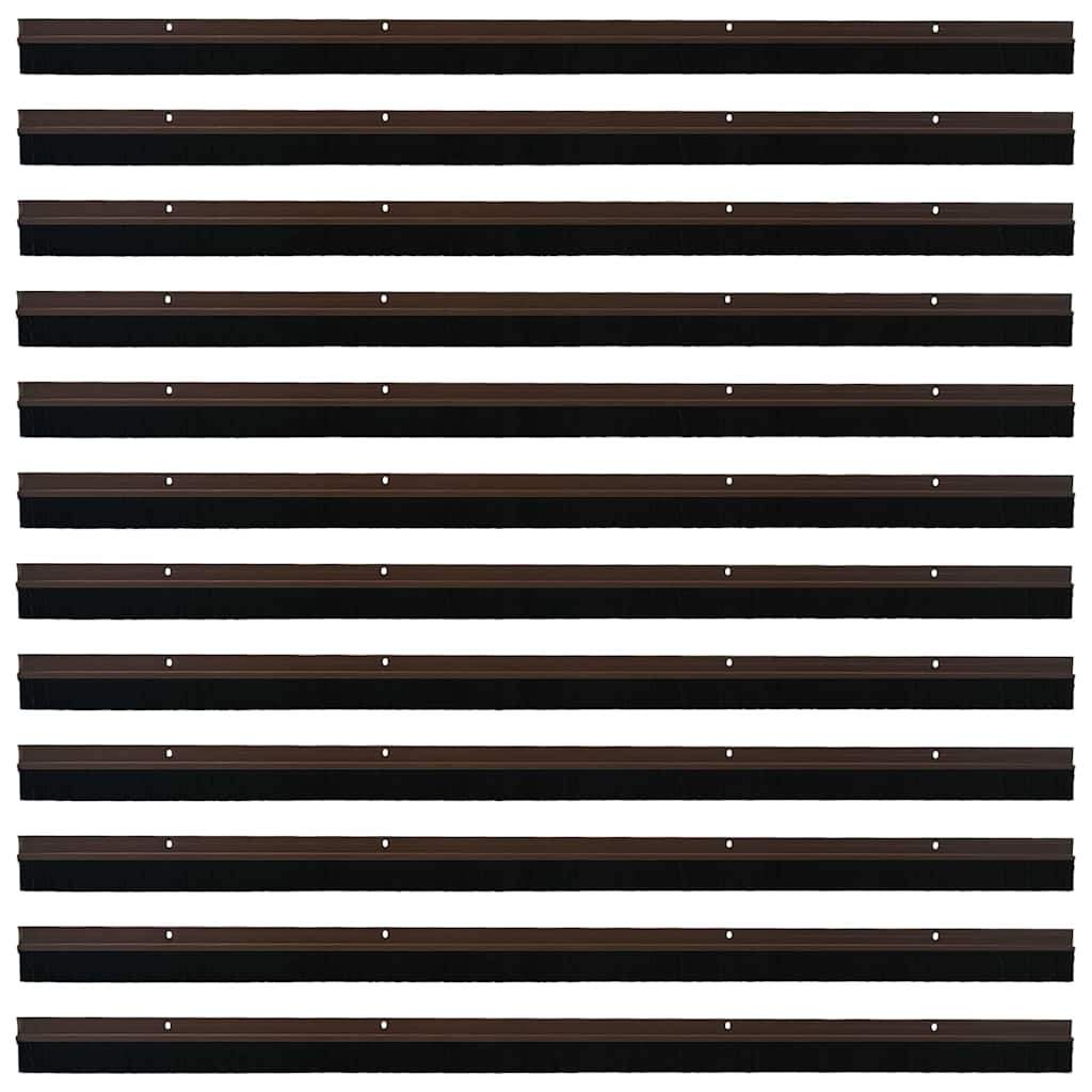 Skru-på dørbørste tetninger 12 pcs Brun 100 cm