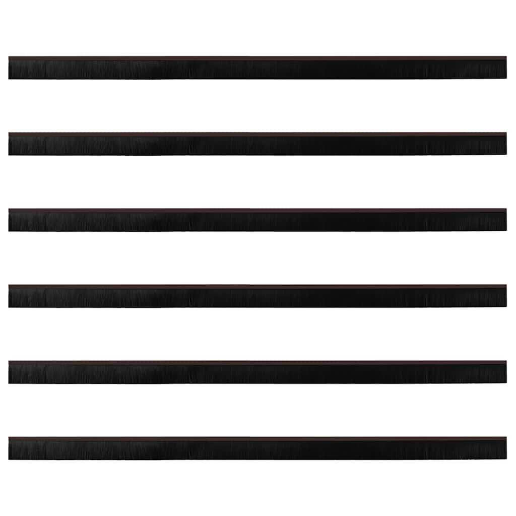 Skru-på dørbørste tetninger 6 pcs Brun 100 cm