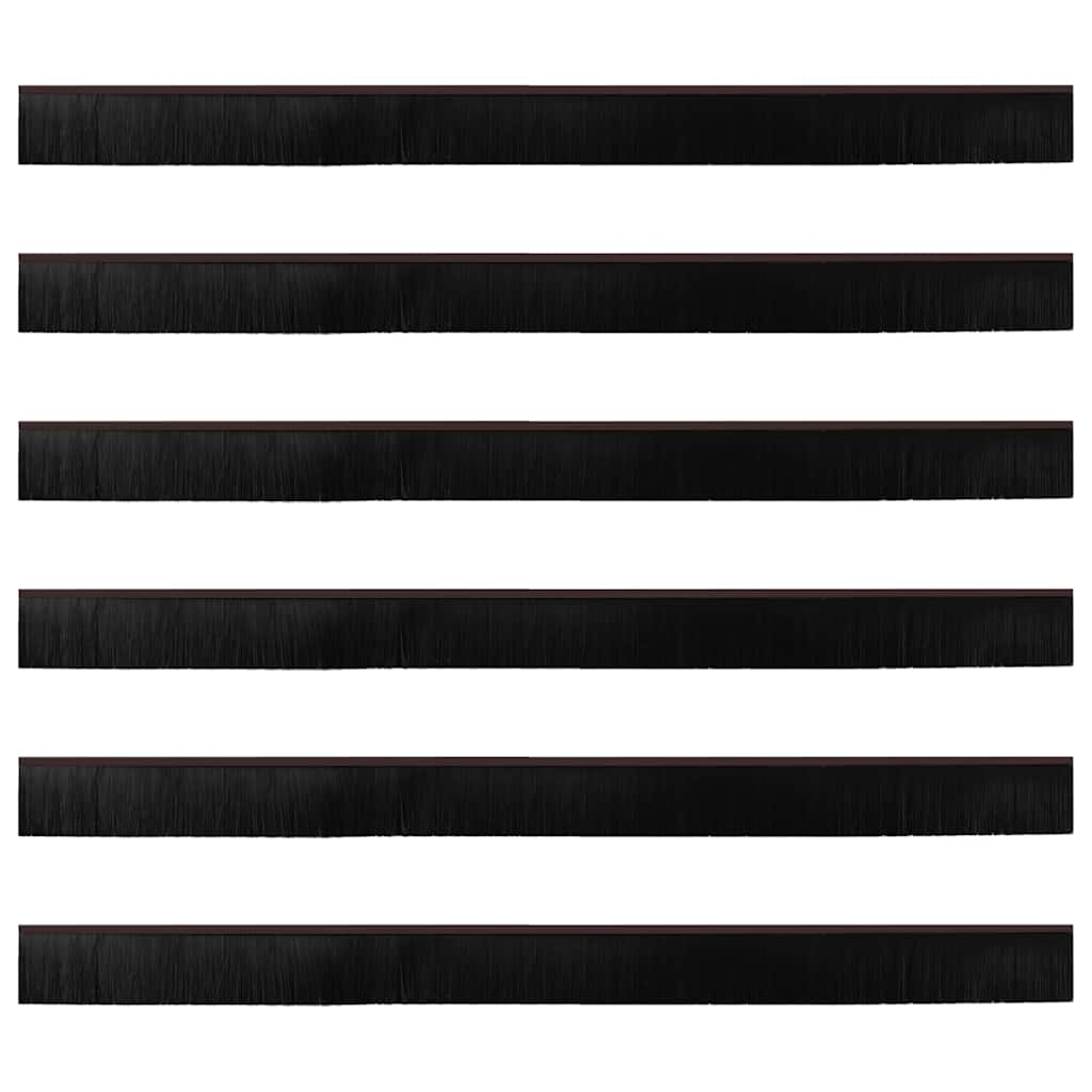 Skru-på dørbørste tetninger 6 pcs Brun 100 cm