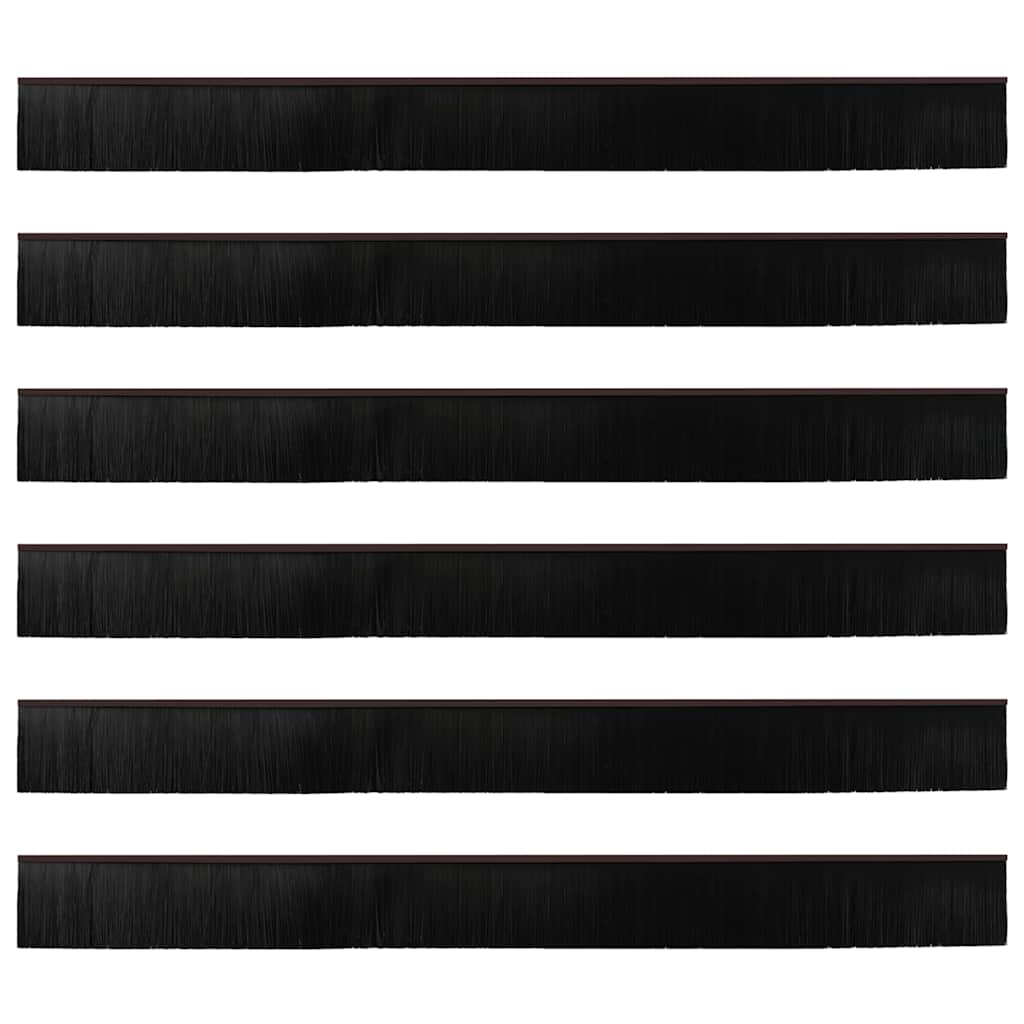 Skru-på dørbørste tetninger 6 pcs Brun 100 cm