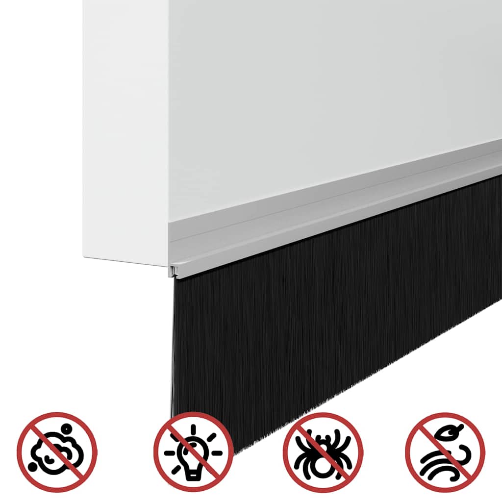 Selvhäftende dørbørstetninger 2 pcs sølv 100 cm