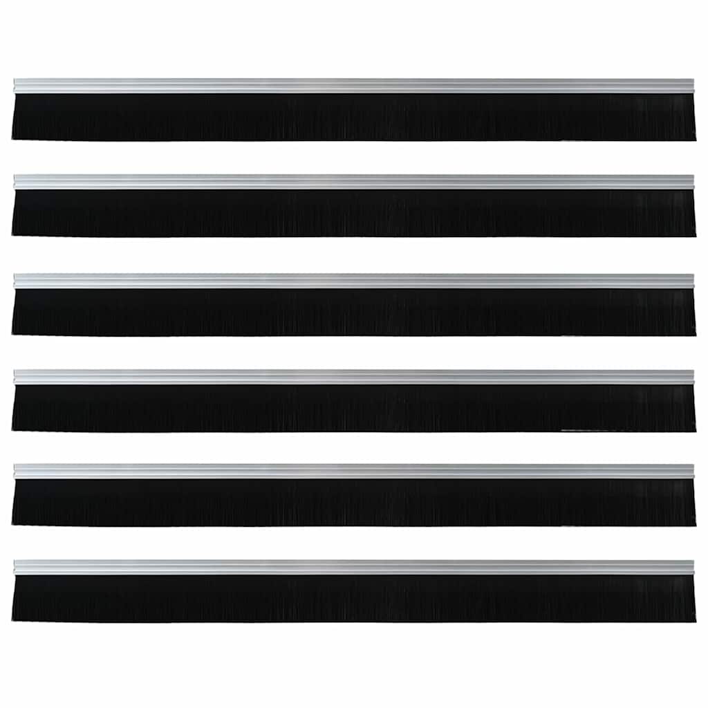 Selvhäftende dørbørstetninger 6 pcs sølv 100 cm