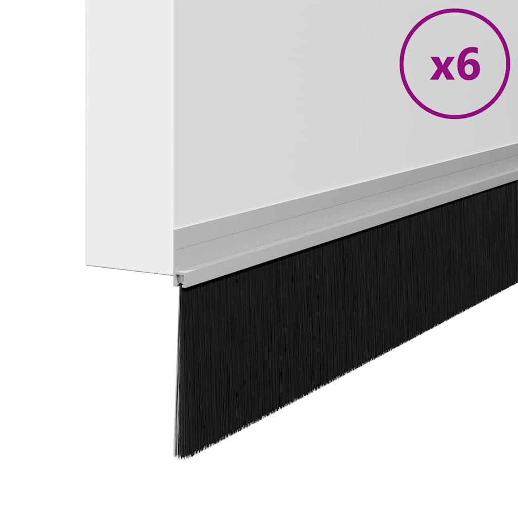 Selvhäftende dørbørstetninger 6 pcs sølv 100 cm