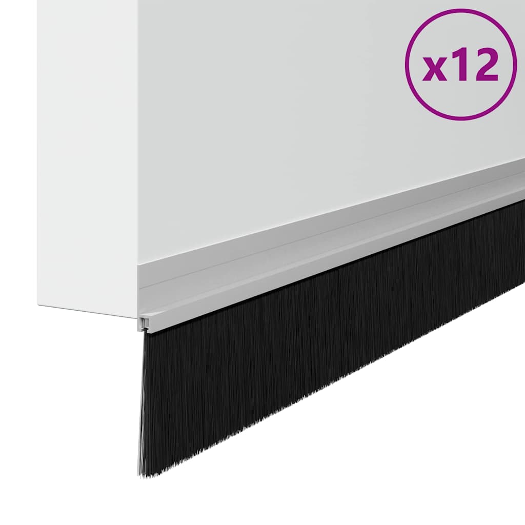 Selvhäftende dørbørstetninger 12 pcs sølv 100 cm
