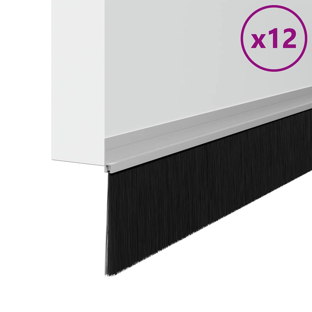 Selvhäftende dørbørstetninger 12 pcs sølv 100 cm