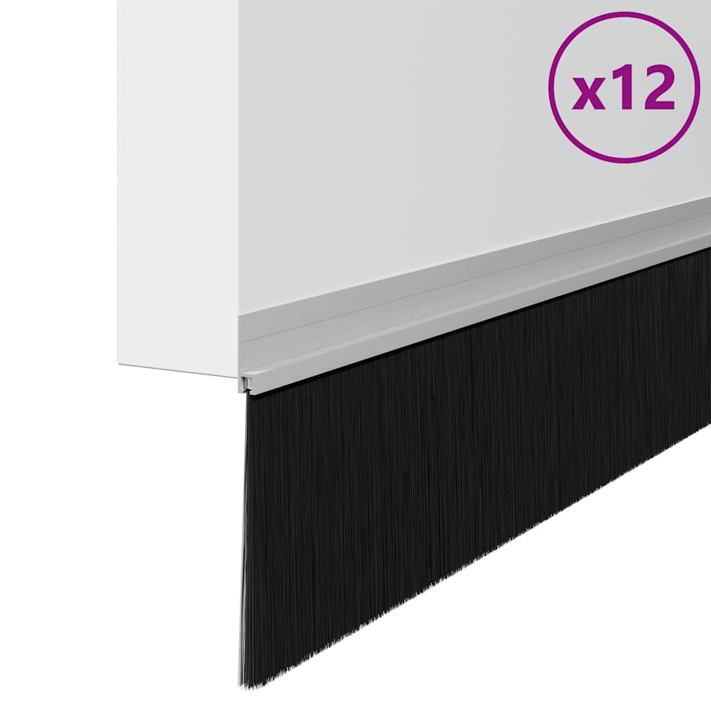 Selvhäftende dørbørstetninger 12 pcs sølv 100 cm