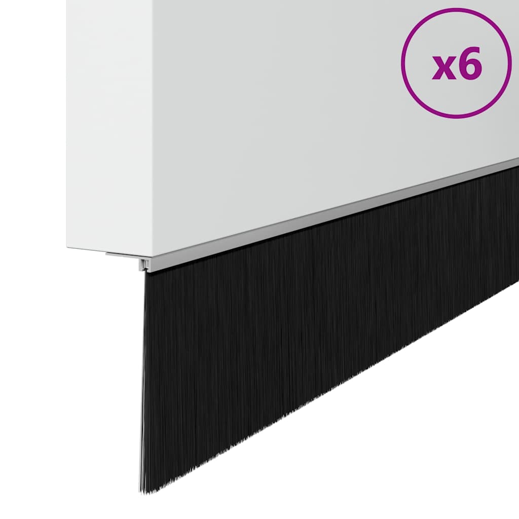 Selvhäftende dørbørstetninger 6 pcs sølv 100 cm
