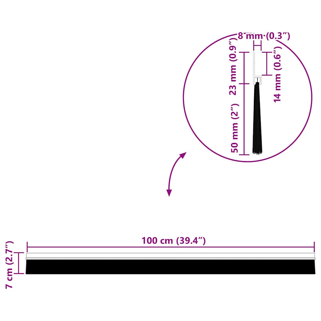 Selvhäftende dørbørstetninger 2 pcs Hvit 100 cm