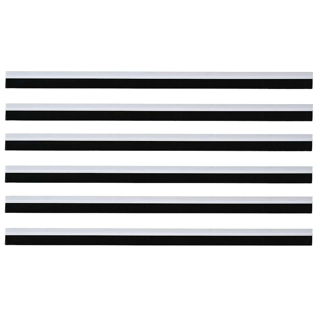 Selvhäftende dørbørstetninger 6 pcs Hvit 100 cm