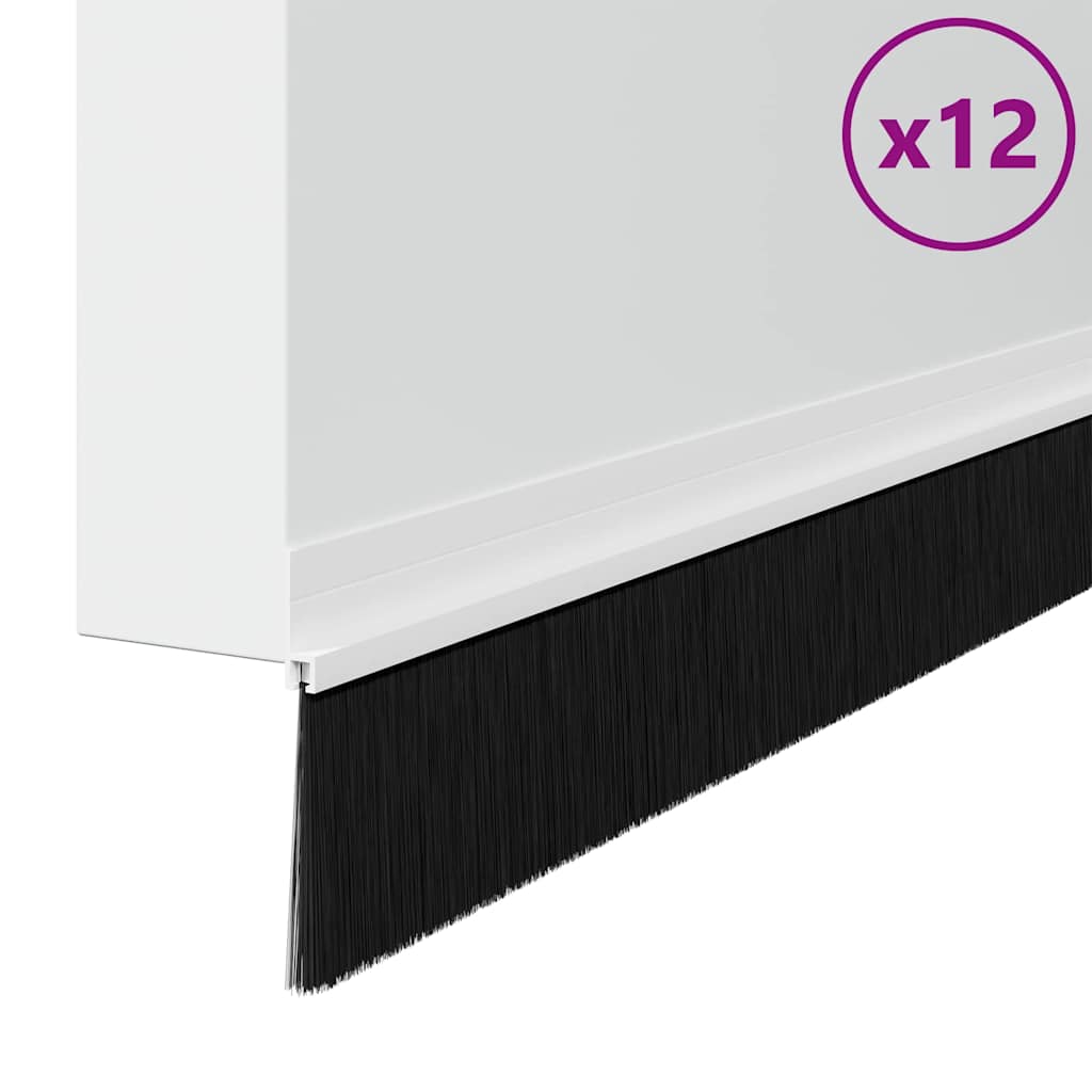 Selvhäftende dørbørstetninger 12 pcs Hvit 100 cm