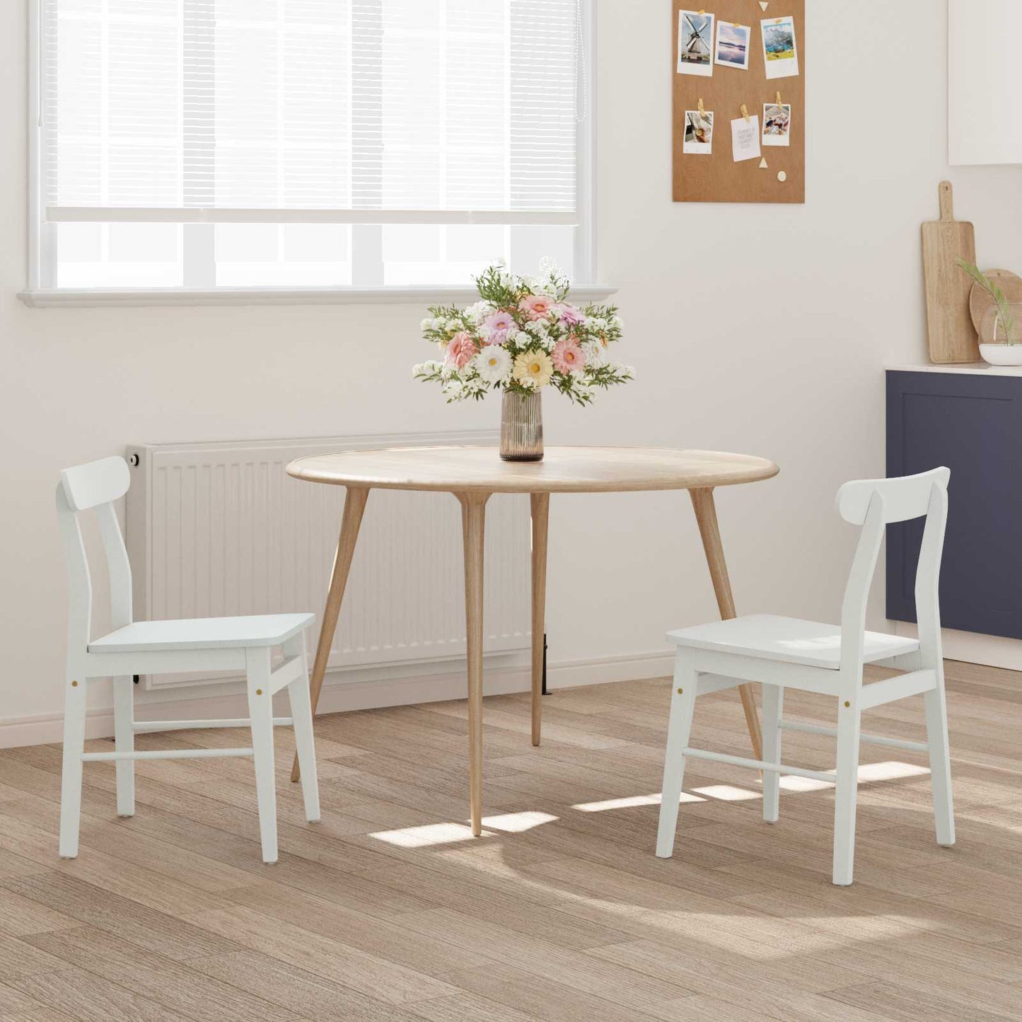 Spisestuestol 2 pcs Hvit 43 x 44,5 x 77 cm Solid Gummitre
