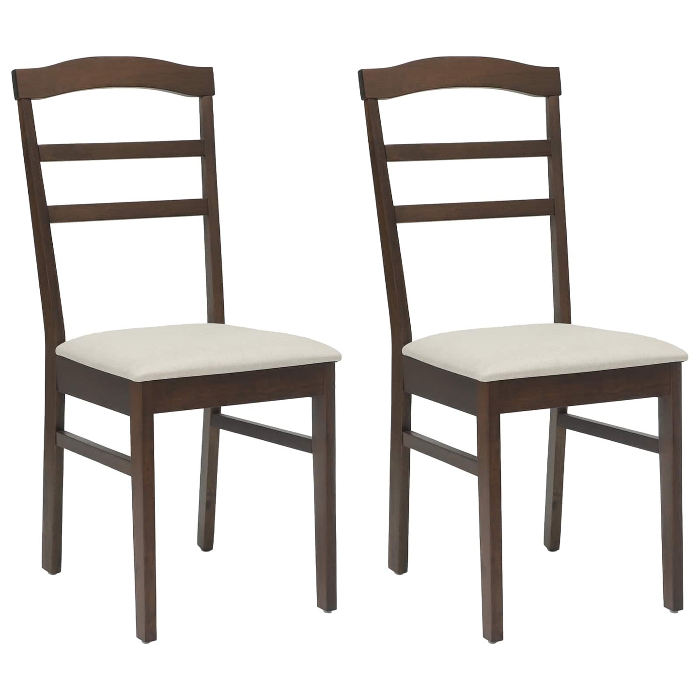 Spisestuestol 2 stk. Solid Gummitre Lys Brun og Lys