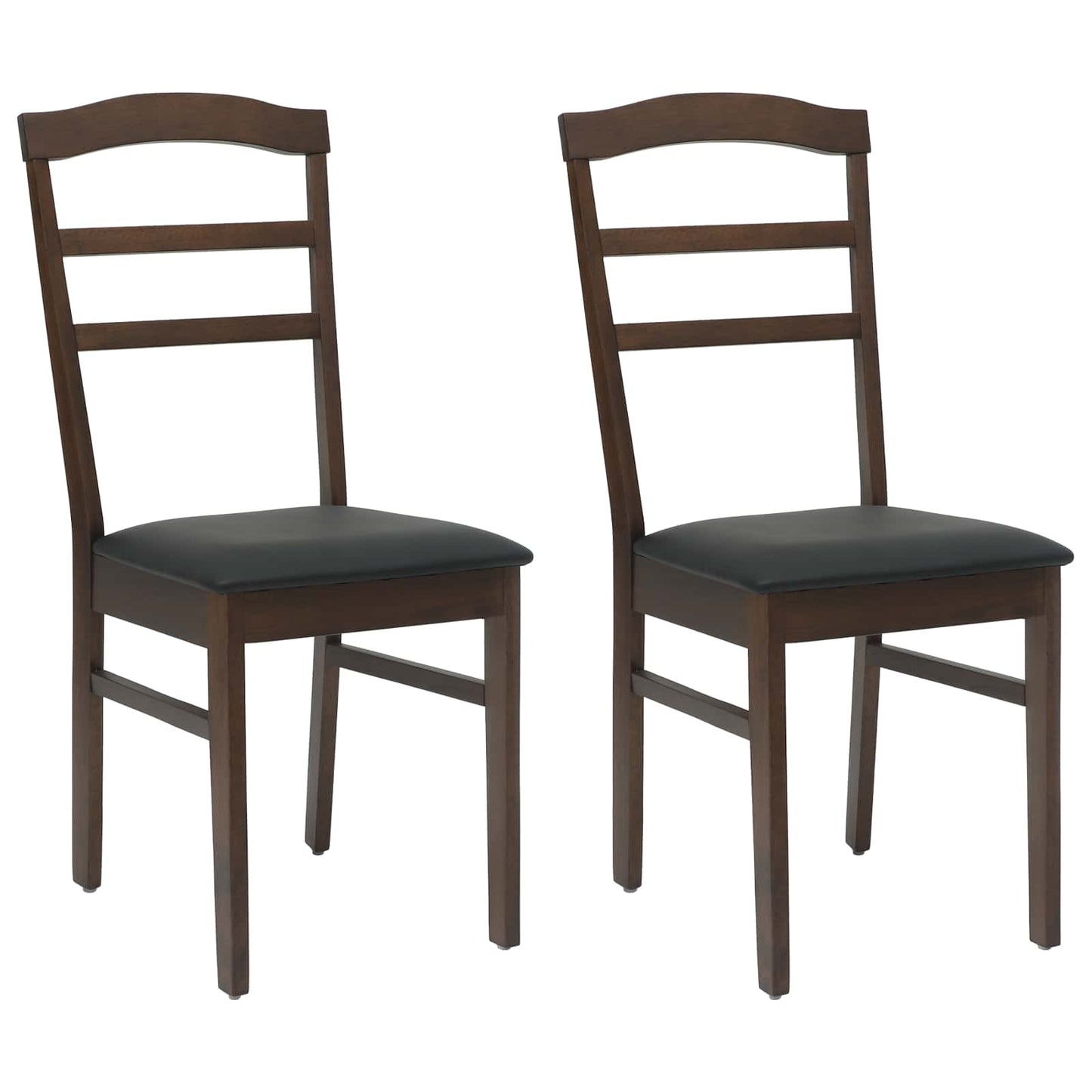 Spisestuestol 2 pcs Lys Brun og Svart Solid Gummitre