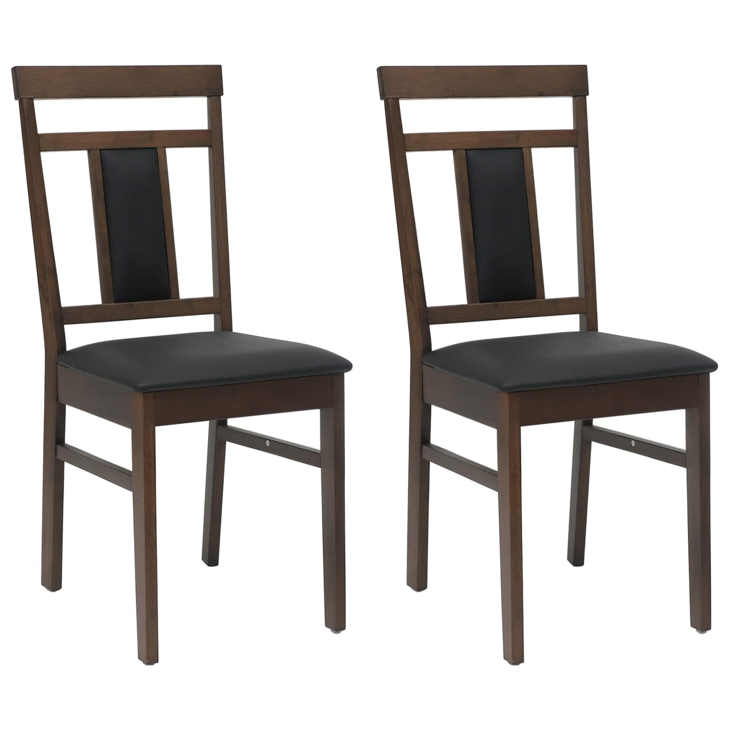 Spisestuestol 2 pcs Lys Brun og Svart Solid Gummitre