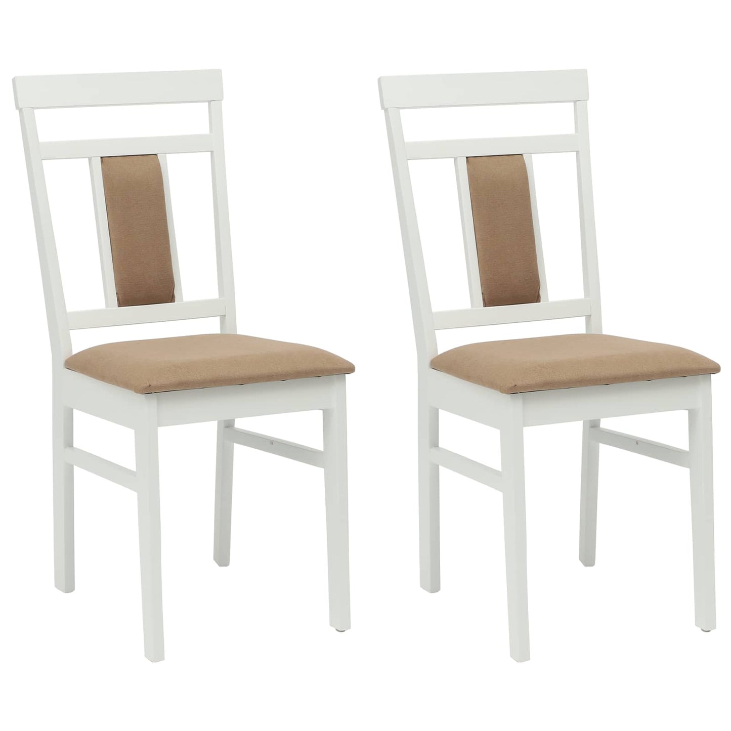 Spisestuestol 2 pcs Hvit og Brun Solid Gummitre
