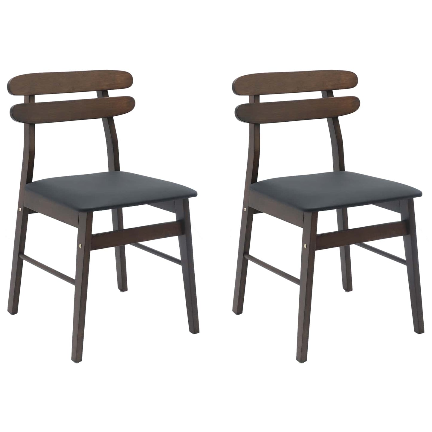 Spisestuestol 2 pcs Lys Brun og Svart Solid Gummitre