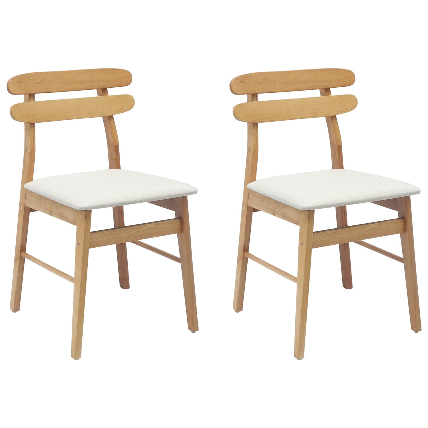 Spisestuestol 2 pcs Naturlig og Lys Solid Gummitre
