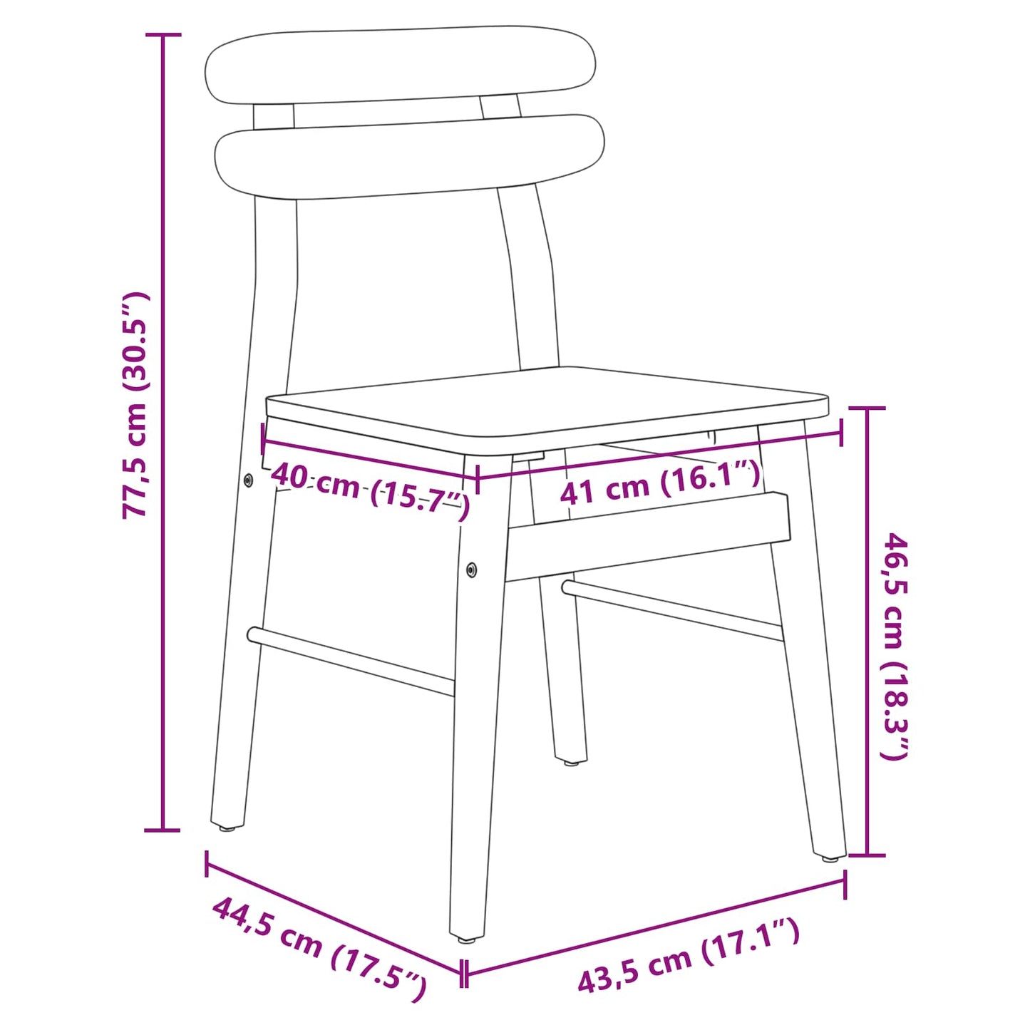 Spisestuestol 2 pcs Naturlig Solid Gummitre