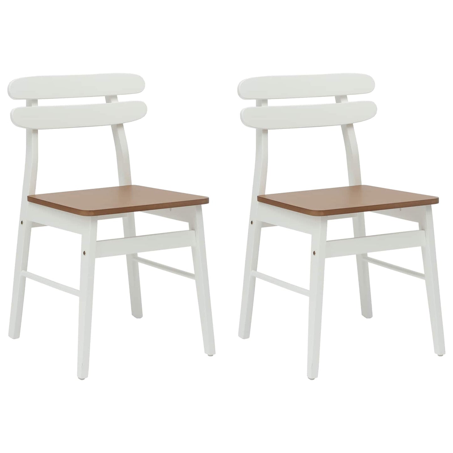 Spisestuestol 2 pcs Hvit og Naturlig Solid Gummitre