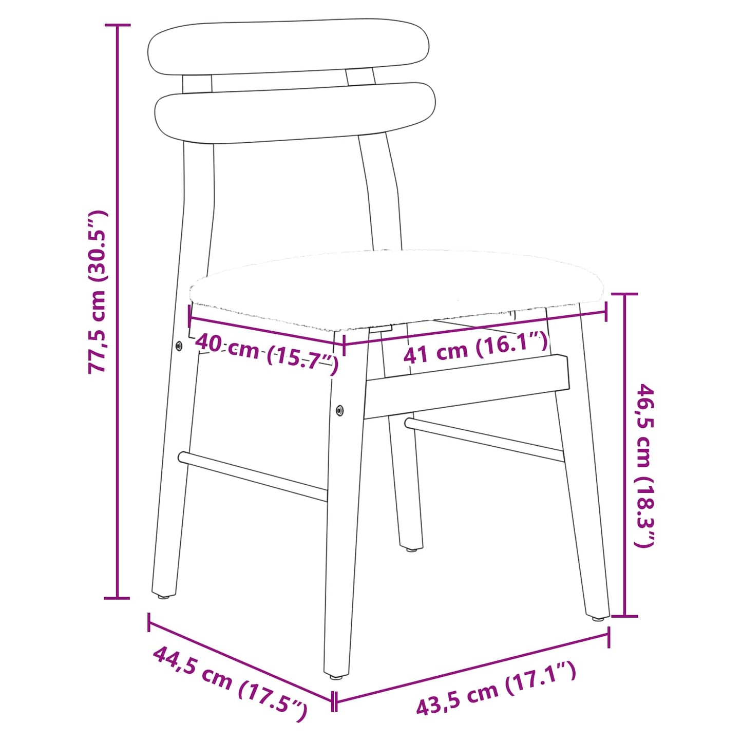 Spisestuestol 2 pcs Naturlig og Lys Solid Gummitre