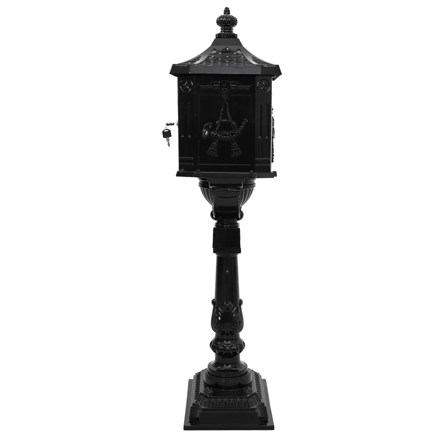 Stående postkasse Svart 42,5 x 29,5 x 117 cm Støpt aluminium