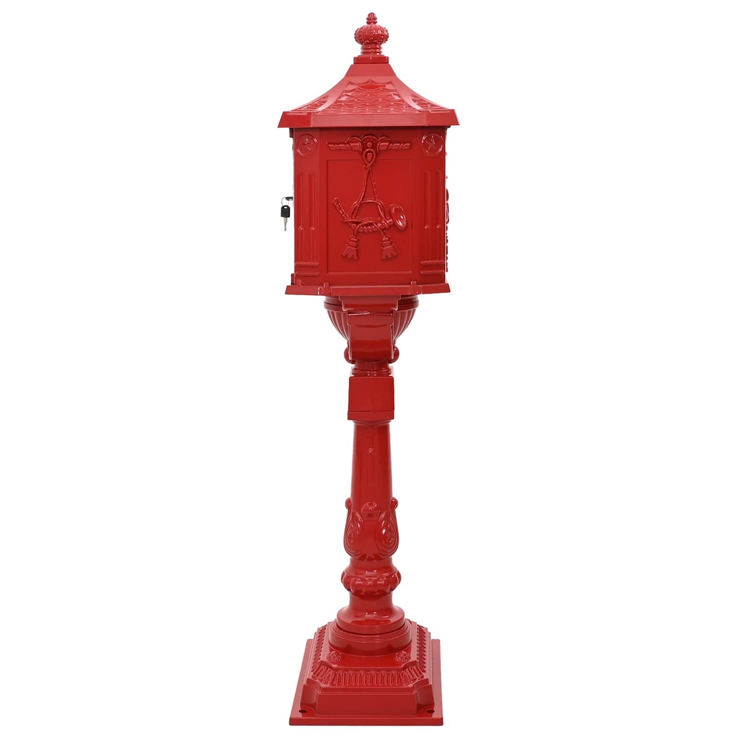 Stående postkasse Rød 42,5 x 29,5 x 117 cm Støpt aluminium