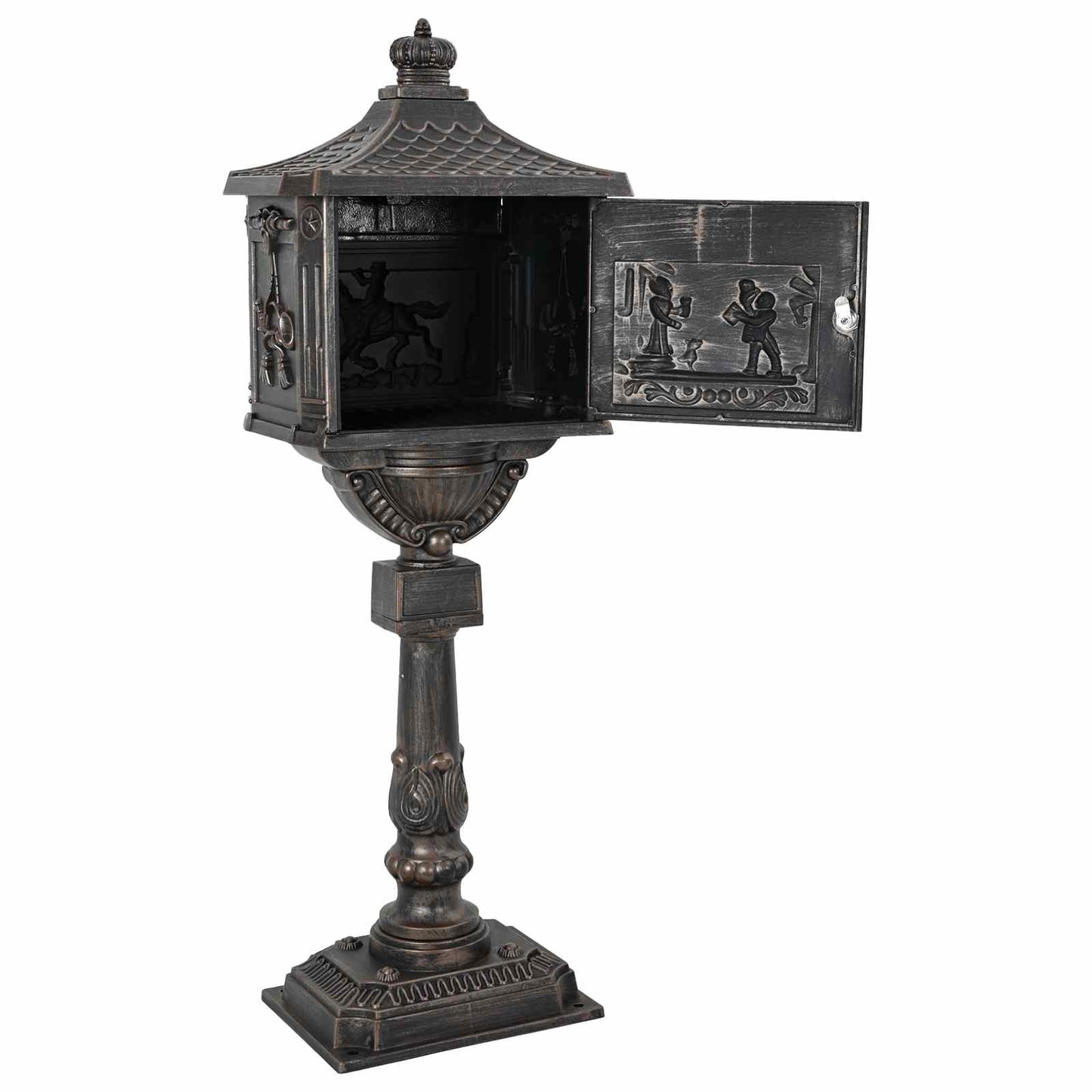 Stående postkasse Bronse 42,5 x 29,5 x 117 cm Støpt aluminium