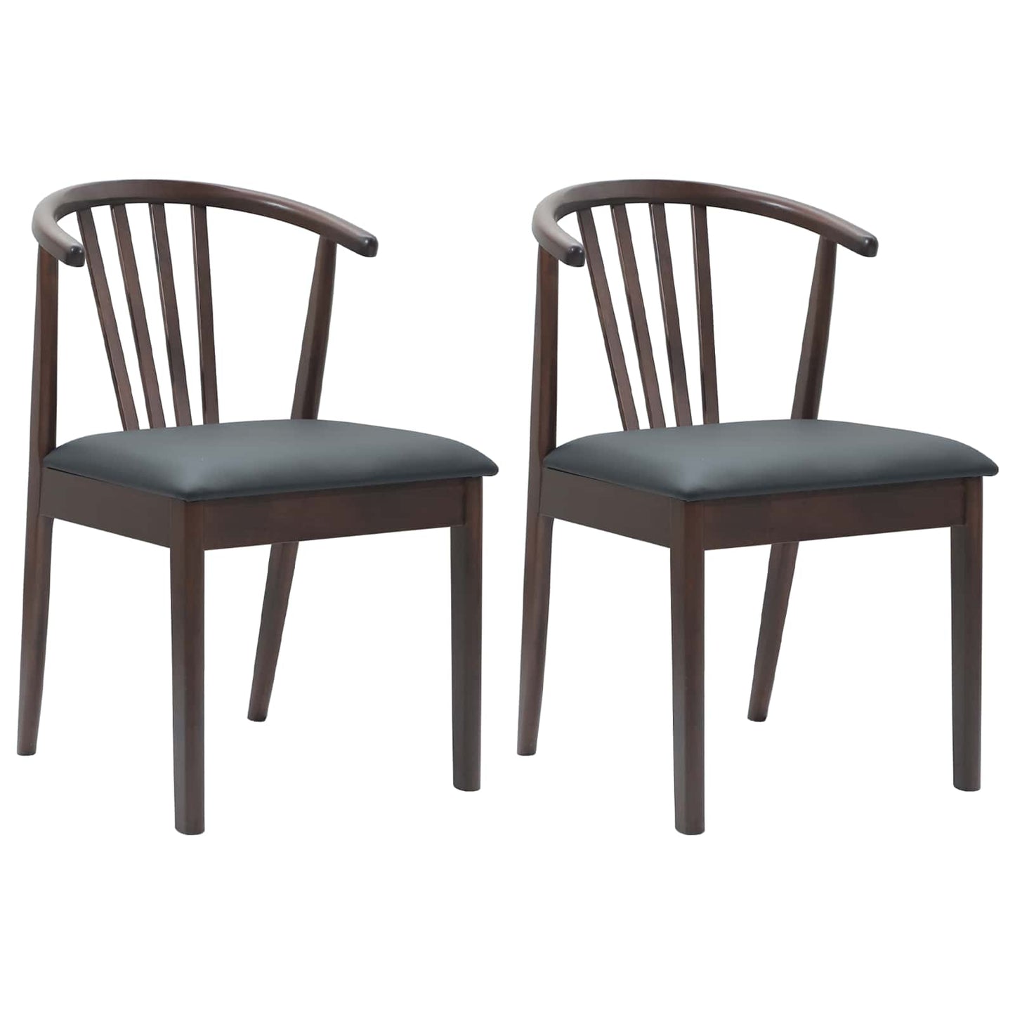 Spisestuestol 2 pcs Lys Brun og Svart Solid Gummitre