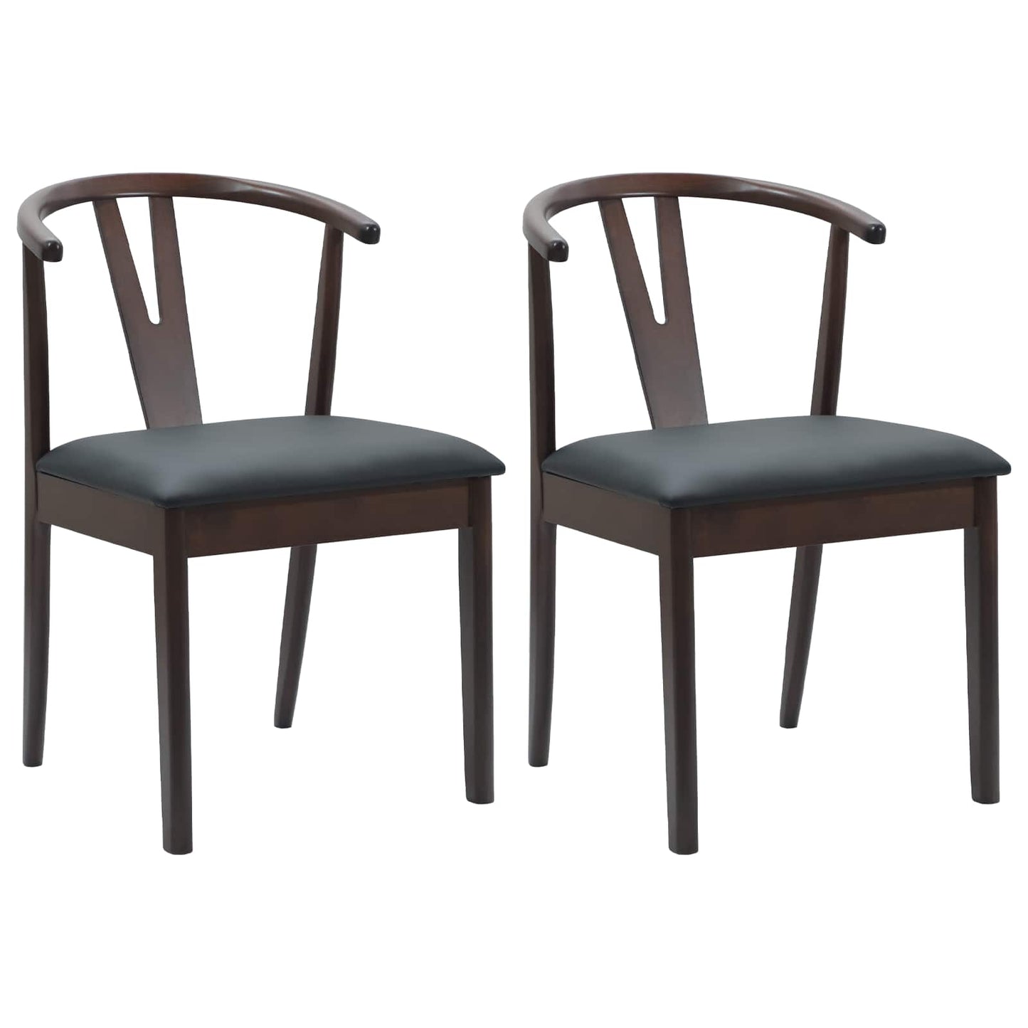 Spisestuestol 2 pcs Lys Brun og Svart Solid Gummitre