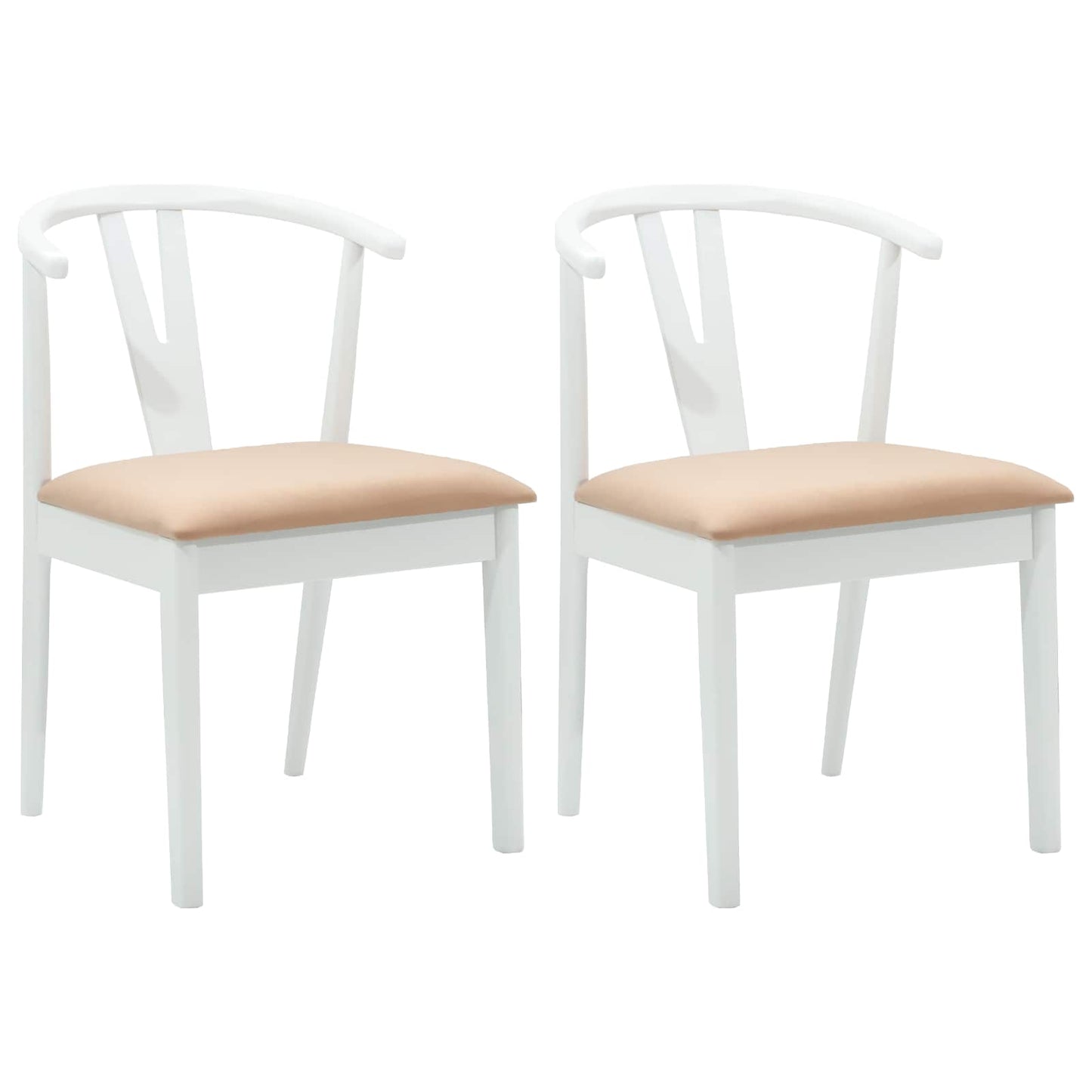 Spisestuestol 2 pcs Hvit og Brun Solid Gummitre