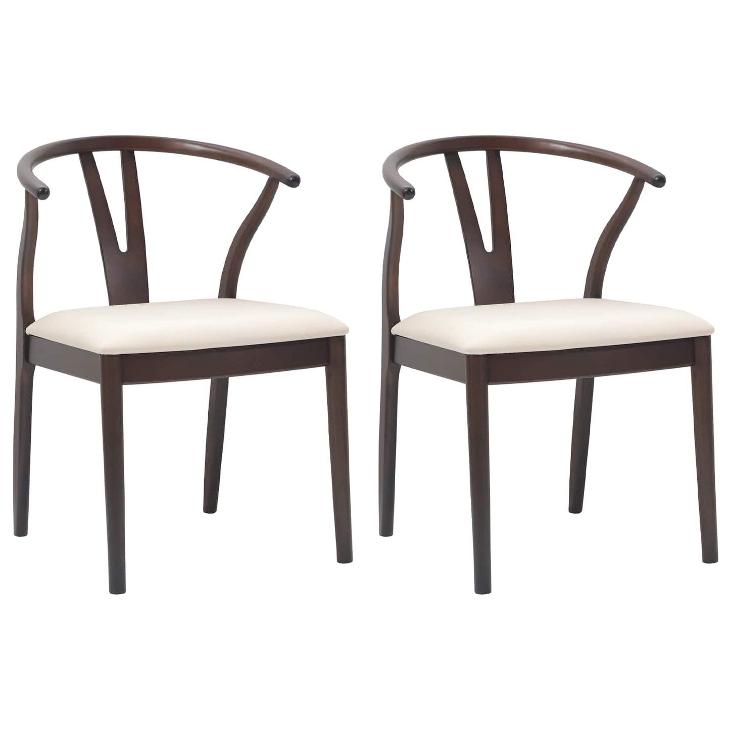 Spisestuestol 2 pcs Lys Brun og Lys Solid Gummitre