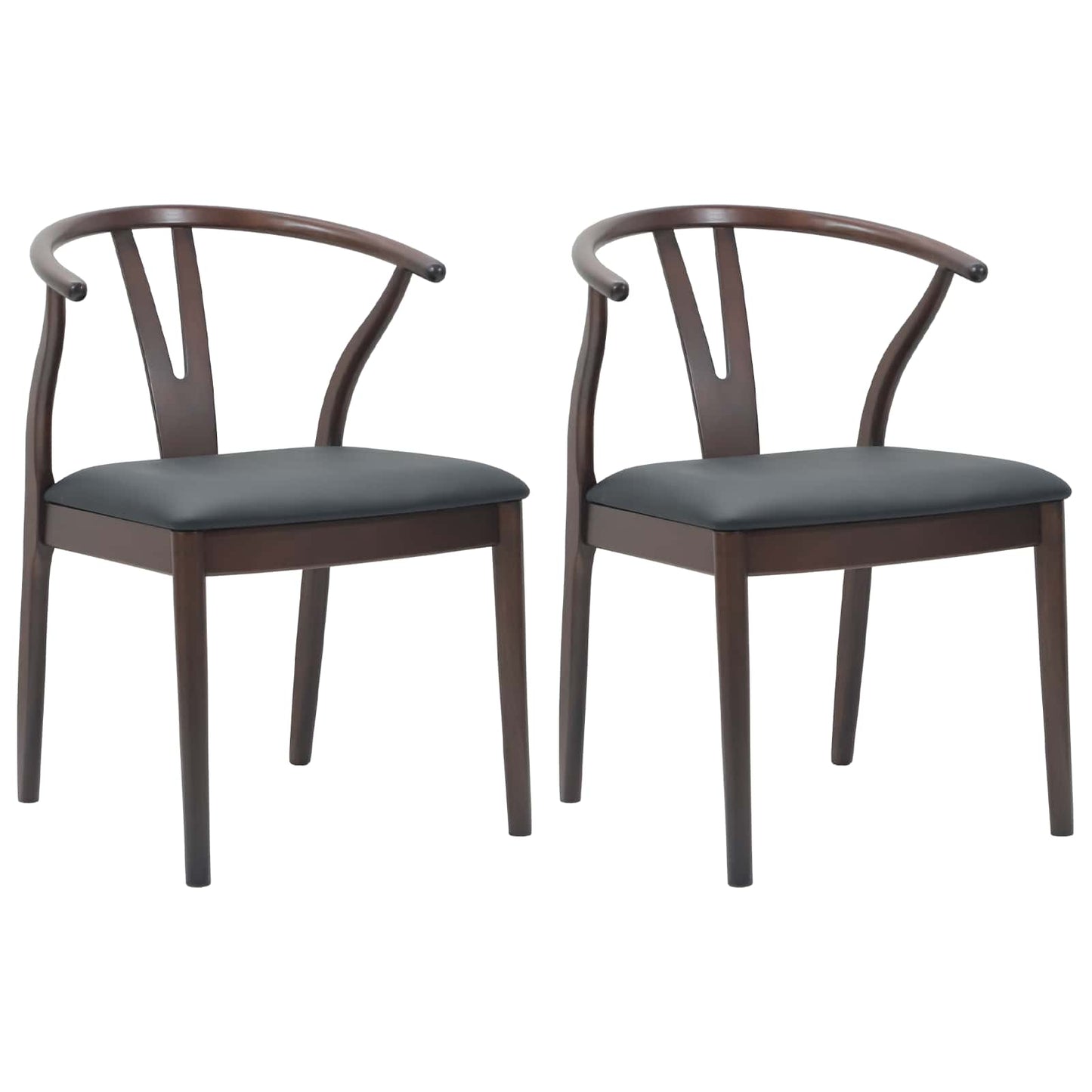 Spisestuestol 2 pcs Lys Brun og Svart Solid Gummitre
