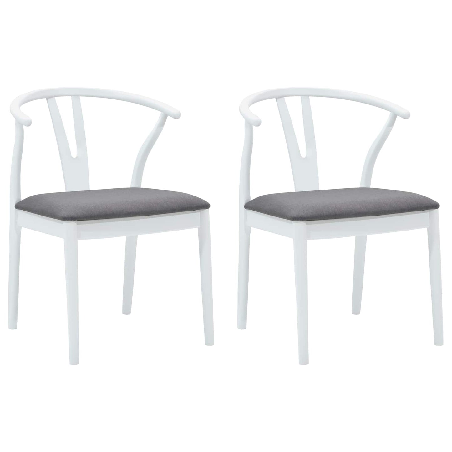 Spisestuestol 2 pcs Hvit og Grå Solid Gummitre