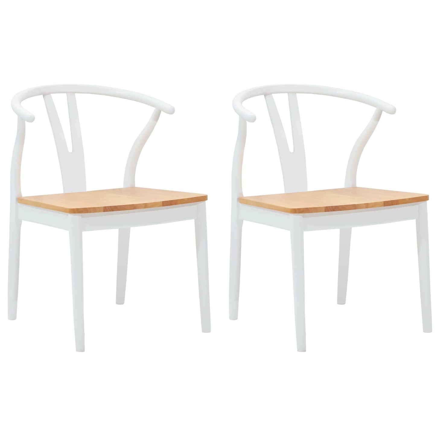 Spisestuestol 2 pcs Hvit og Naturlig Solid Gummitre